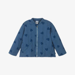 Petit Bateau-Girls Quilted Blue Heart Jacket | Childrensalon Outlet