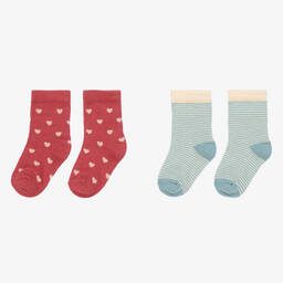بتي باتو-جوارب قطن محبوك لون أزرق وأحمر (عدد 2) | Childrensalon Outlet