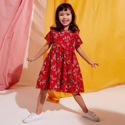 Petit Bateau-Красное хлопковое платье для девочек | Childrensalon Outlet