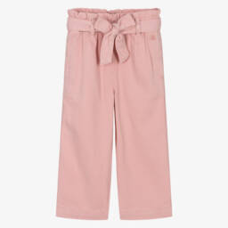 Petit Bateau-Girls Rosy Twill Wide-Leg Pants | Childrensalon Outlet