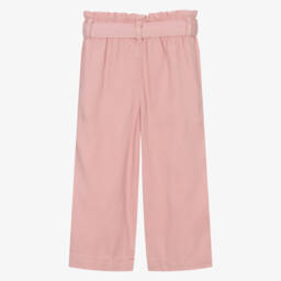 Petit Bateau-Girls Rosy Twill Wide-Leg Pants | Childrensalon Outlet