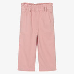 Petit Bateau-Girls Rosy Twill Wide-Leg Pants | Childrensalon Outlet