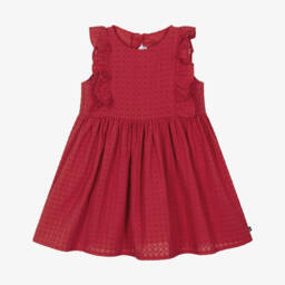 Petit Bateau-فستان صيفي مزين بالكشكش للبنات بلون الياقوت | Childrensalon Outlet