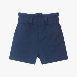 Petit Bateau-شورت قطني أزرق ناعم للبنات مع حزام رباط | Childrensalon Outlet