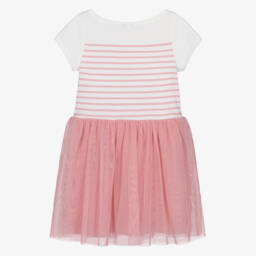 Petit Bateau-Girls Soft Pink Tulle & Jersey Dress | Childrensalon Outlet