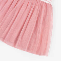 Petit Bateau-Girls Soft Pink Tulle & Jersey Dress | Childrensalon Outlet