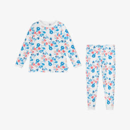 Petit Bateau-Girls Soft White Floral Cotton Nightwear | Childrensalon Outlet
