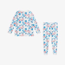 Petit Bateau-Girls Soft White Floral Cotton Nightwear | Childrensalon Outlet
