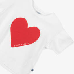 Petit Bateau-Girls Soft White Heart Nightwear | Childrensalon Outlet