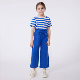 Petit Bateau-Брюки из твила с поясом для девочек синие | Childrensalon Outlet