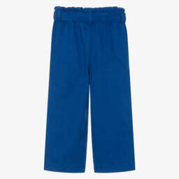 Petit Bateau-Брюки из твила с поясом для девочек синие | Childrensalon Outlet