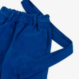 Petit Bateau-Брюки из твила с поясом для девочек синие | Childrensalon Outlet