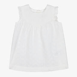 Petit Bateau-Girls White Cotton Broderie Anglaise Dress | Childrensalon Outlet