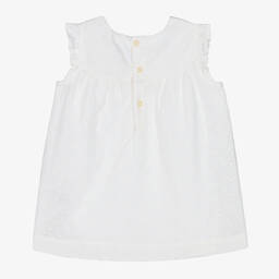 Petit Bateau-Girls White Cotton Broderie Anglaise Dress | Childrensalon Outlet