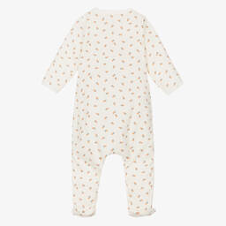 Petit Bateau-Girls White Cotton Rose Layered Babygrow  | Childrensalon Outlet