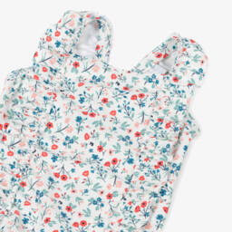 Petit Bateau-Girls White Floral Ruffle Swimsuit | Childrensalon Outlet