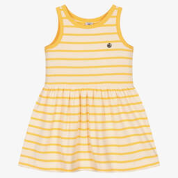 Petit Bateau-Желтое платье из органического хлопка в полоску | Childrensalon Outlet