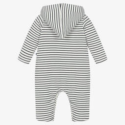 Petit Bateau-Ivory & Blue Stripe Cotton Pramsuit | Childrensalon Outlet