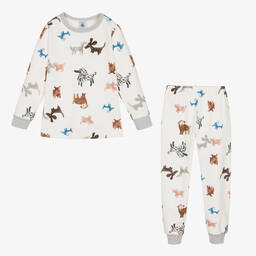 Petit Bateau-Ivory Cotton Dog Print Pyjamas & Mask | Childrensalon Outlet