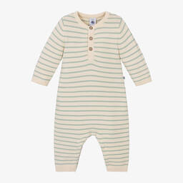 Petit Bateau-Ivory Cotton Knit Striped Romper | Childrensalon Outlet