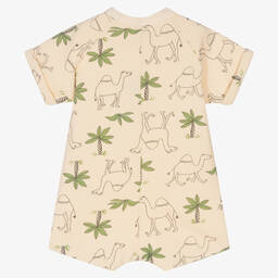 Petit Bateau-Ivory Cotton Palm Print Baby Shortie | Childrensalon Outlet