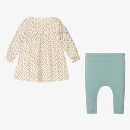 Petit Bateau-Кремовое платье в цветочек и легинсы | Childrensalon Outlet