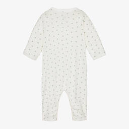 Petit Bateau-Ivory & Green Cotton Star Baby Romper | Childrensalon Outlet