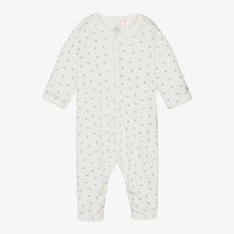Petit Bateau-Ivory & Green Cotton Star Baby Romper | Childrensalon Outlet