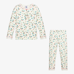 Petit Bateau-Ivory & Pink Floral Floral Pyjamas | Childrensalon Outlet