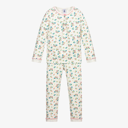 Petit Bateau-Ivory & Pink Floral Floral Pyjamas | Childrensalon Outlet