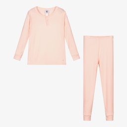 بتي باتو-بيجاما قطن جيرسي مضلع لون زهري للبنات | Childrensalon Outlet