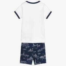 Petit Bateau-White & Blue Short Pyjamas | Childrensalon Outlet
