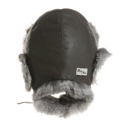 بتي نورد-قبعة جلد وفراء لون رمادي | Childrensalon Outlet