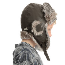 بتي نورد-قبعة جلد وفراء لون رمادي | Childrensalon Outlet