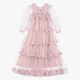 Petite Amalie-Girls Ankle-Length Pink Tulle Gown | Childrensalon Outlet