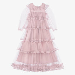 Petite Amalie-Girls Ankle-Length Pink Tulle Gown | Childrensalon Outlet