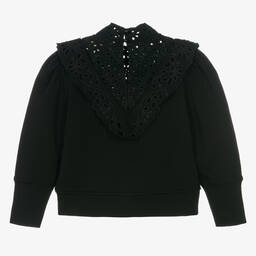 Petite Amalie-Girls Black Cotton Sweatshirt | Childrensalon Outlet