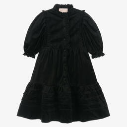 Petite Amalie-Girls Black Needlecord Dress | Childrensalon Outlet