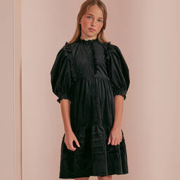 Petite Amalie-Girls Black Needlecord Dress | Childrensalon Outlet
