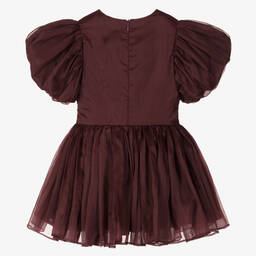 Petite Amalie-Girls Burgundy Red Silk Organza Dress | Childrensalon Outlet