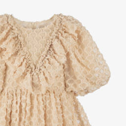 Petite Amalie-Girls Cream Textured Organza Dress | Childrensalon Outlet