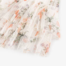 Petite Amalie-Girls Creamy Tulle Floral Gown | Childrensalon Outlet
