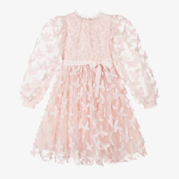 Petite Amalie-Girls Dreamy Pink Voile Frock | Childrensalon Outlet