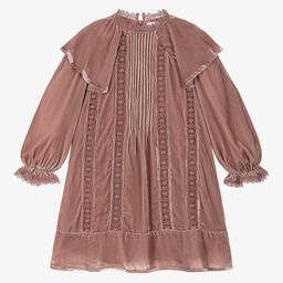 Petite Amalie-Girls Dusky Pink Velvet Dress | Childrensalon Outlet