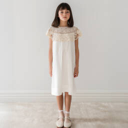Petite Amalie-Girls Elegant Ivory Lace Dress | Childrensalon Outlet
