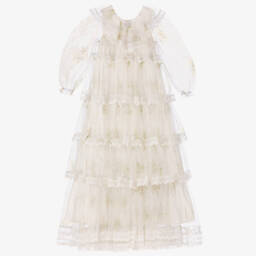 Petite Amalie-Girls Elegant White Tulle Gown | Childrensalon Outlet