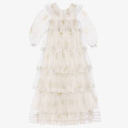 Petite Amalie-Girls Elegant White Tulle Gown | Childrensalon Outlet