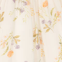 Petite Amalie-Girls Ivory Floral Linen Dress | Childrensalon Outlet