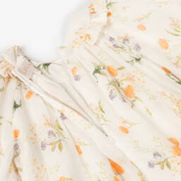 Petite Amalie-Girls Ivory Floral Linen Dress | Childrensalon Outlet