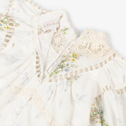 Petite Amalie-Girls Ivory Lace & Floral Dress | Childrensalon Outlet